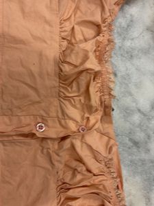 newme vintage Peach Ruffled crop top