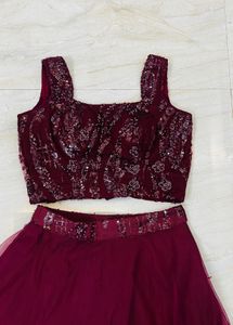 Maroon Lehenga Choli wedding skirt and top bride