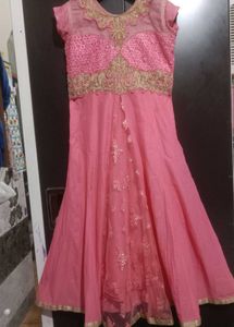 Elegant Pink Embroidered Ethnic Gown