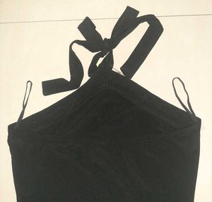 🖤 Black Embellished Halter Neck Party Dress 🖤