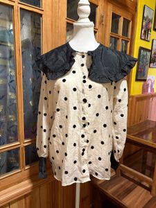 Peter Pan Polka Dot Button-Up Blouse