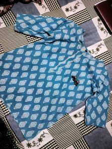Teal Ethnic Print Kurta