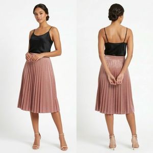 Elegant Pink Pleated Midi Skirt
