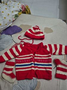 Baby Red Striped Knit Set