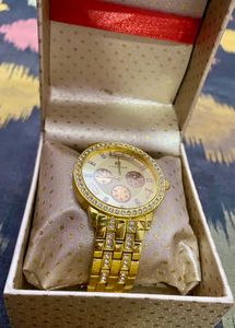 Gold Tone Rhinestone Watch