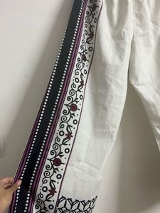 White Palazzos with Ethnic Print Cord set