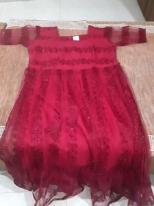 Maroon Ethnic Gown with Lace New Without Tag.