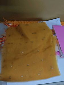 Elegant Yellow Dupatta with Silver Embellishments
