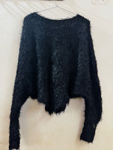 Cozy Black Fuzzy Sweater