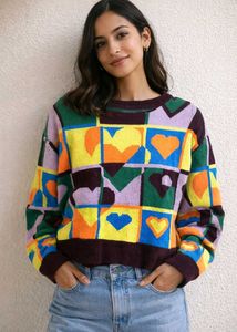 Colorful Heart Pattern Top