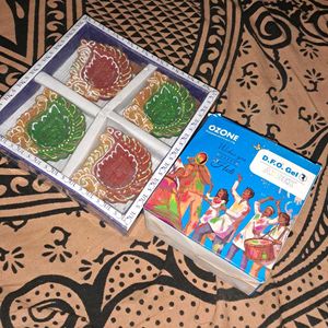 Diwali Diya Set & 2 Holi Color Pack
