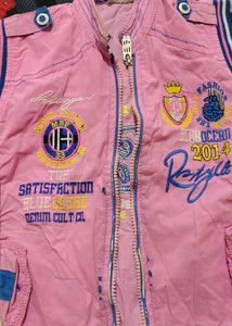Pink Bomber Style Vest Jacket