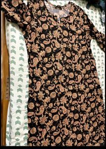 black Floral Print Kurti