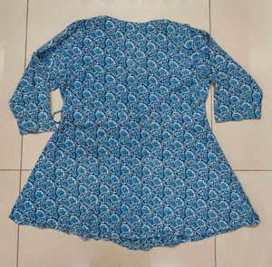 blue wrap style short kurti