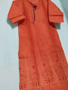 New Orange Cotton XL Kurta