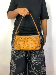 MCM Monogram Cognac Visetos Mini Shoulder Bag