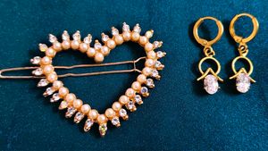 Heart Hair Clip & Earrings combo
