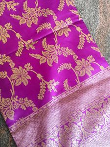 Vibrant Silk Saree with Gold Border
