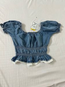 Stylish Denim Bardot Top