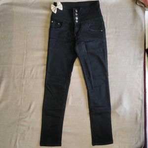Black Women Button Up Jeans