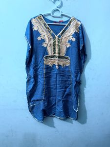 Blue Embellished Kaftan Kurta