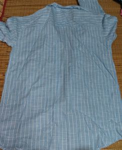 Men's Light Blue Striped Casual Shirt