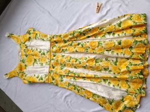 Vibrant Yellow Floral Summer Dress