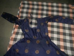 Elegant Blue Printed Anarkali Gown