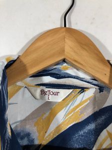 Retro Abstract Print Button-Up Shirt