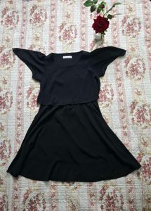 Chic black Flowy Mini Dress