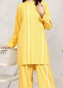 Yellow Striped Kurta Set