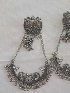 Oxidised Silver Jhumka Earrings