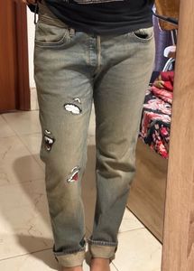 🎋Hand Painted Vintage Wash Jeans