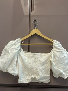 White Puff Sleeve Corset Top