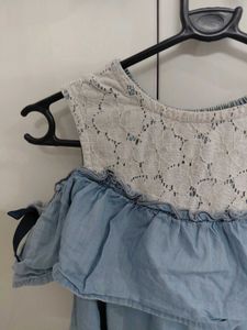 Cute Blue off Shoulder denim Top