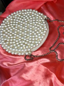 Pearl Beaded Round Handbag