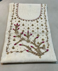 Gorgeous Cream Embroidered Dress Material