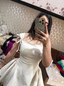 Cream Fit and Flare Mini Dress🦋🌻🎀