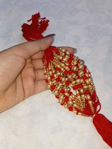 Red & Gold Beaded Tassel Bracelet (24 Piece)