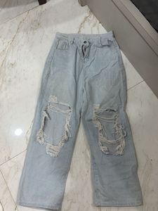 Ripped Wide-Leg Jeans