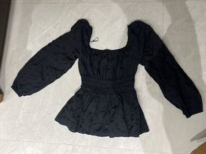 Chic Black Square Neck Blouse