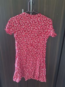 Red Floral Button-Up Mini Dress