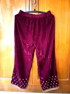 Exquisite Maroon Velvet pant