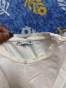 Green &amp; White ZARA Basic T-Shirt