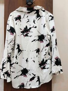 Abstract Print Bell Sleeve Top