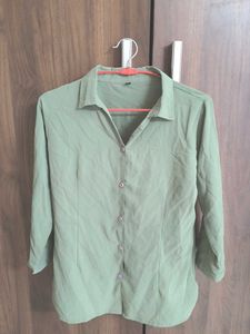 Green Collared Button-Up Shirt