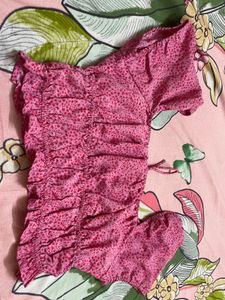 Cute Pink Ruffle Crop Top
