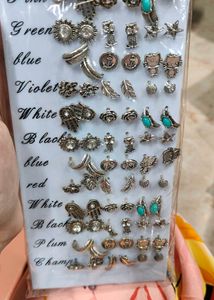 36 Pairs Of Oxidised Silver Tops For Women