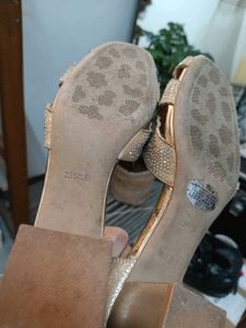Gold Embellished Heel Sandals