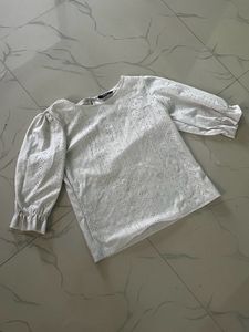 White Broderie Anglaise Puff Sleeve Top